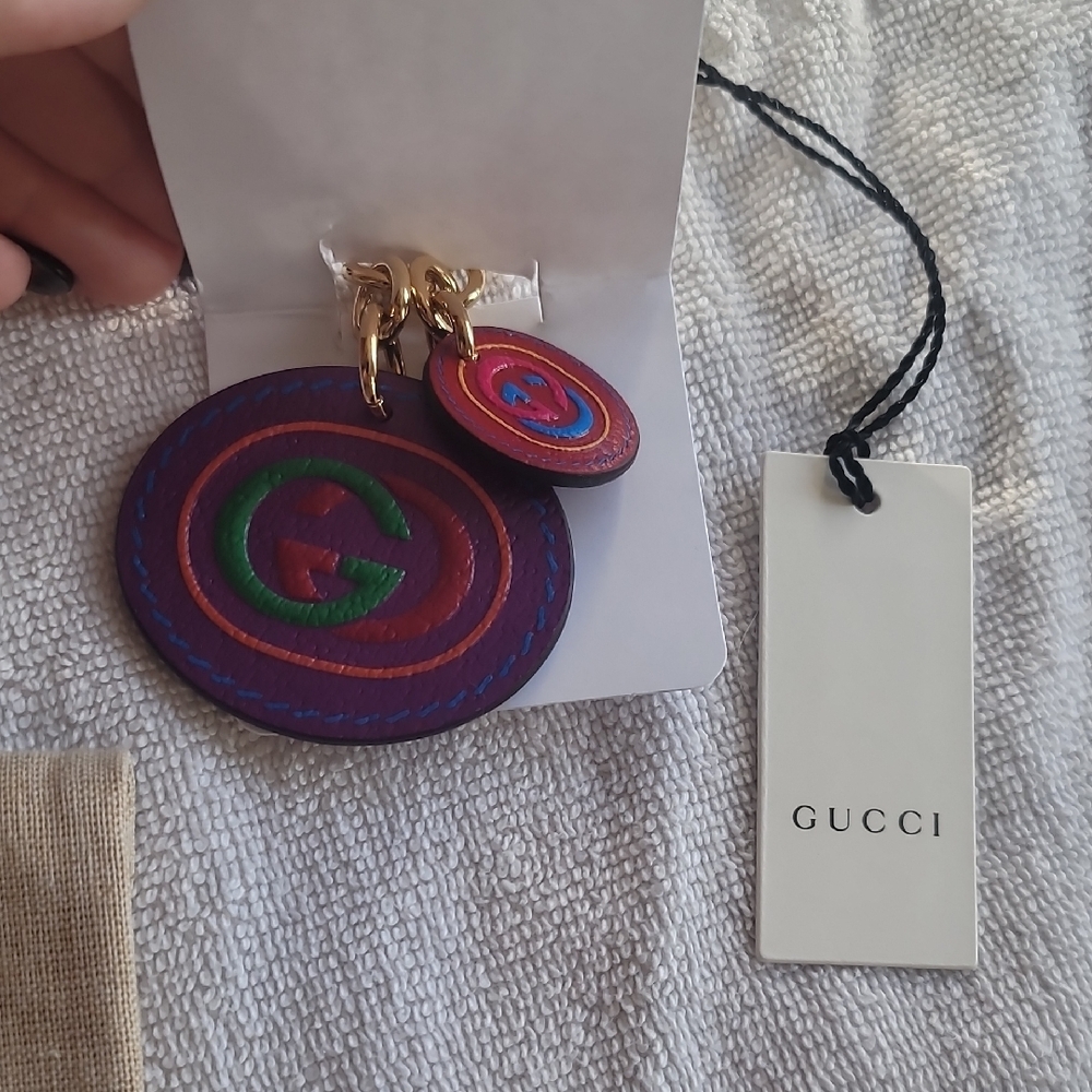 Gucci Purple and Red Key Card Holder Set